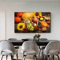 Vegetable and Fruits In Basket Kitchen Canvas Paintings Poster and Prints Abstract Green Food Pictures Dining Room Decor Cuadros