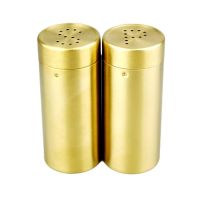 hotx【DT】 2pcs/ A Set Gold  SP Stainless Spice Jar Condiment Seasoning Bottles Pepper Shakers Cruet Sets