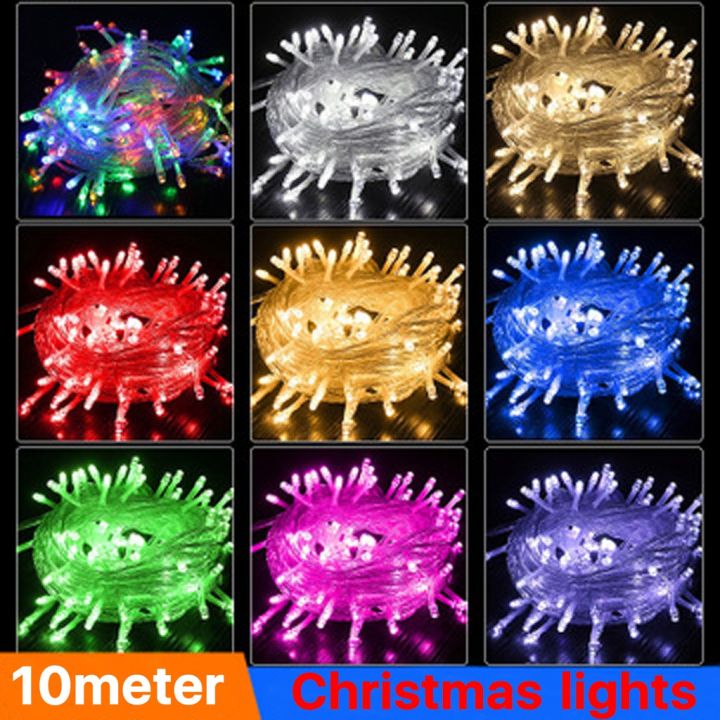 10M-100 LED String Christmas Lights With End Connector Transparent Wire ...