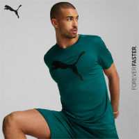 PUMA TRAINING - เสื้อยืดออกกำลังกายคอกลมผู้ชาย Fit Commercial Logo Training Tee สีเขียว - APP - 52213124