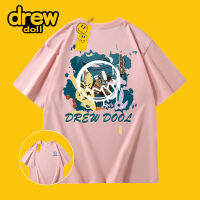 Drew Doll เสื้อยืดแขนสั้นผ้าฝ้าย100% สำหรับฤดูร้อนพิมพ์ลายคู่รักแบบใหม่เสื้อกีฬาลำลองมีเอกลักษณ์เฉพาะตัว