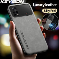 KEYSION เคสหนังสุดหรูสำหรับ POCO X4 Pro 5G X3 NFC ซิลิโคน + PC ที่ครอบสำหรับ Xiaomi หลังโทรศัพท์กันกระแทก POCO M4 Pro 4G