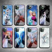 【16- digits】 Frozen Elsa Anna เคสโทรศัพท์กระจกนิรภัยสำหรับ iPhone 13 12 11 Pro Mini XR XS MAX 8X7 6S 6 Plus SE 2020 Cover