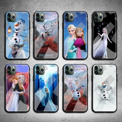 「16- digits」 Frozen Elsa Anna เคสโทรศัพท์กระจกนิรภัยสำหรับ iPhone 13 12 11 Pro Mini XR XS MAX 8X7 6S 6 Plus SE 2020 Cover