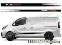 For x2 Renault Trafic sides 027 van racing stripes decals vinyl graphics (SWB or LWB)