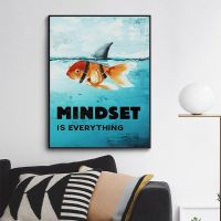 2023 ✣ Wand Kunst Leinwand Malerei Gedruckt Home Decor Denkweise Ist Alles Shark Fisch Bilder Motivations Nordic Poster Für Wohnzimmer