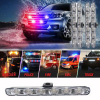 6LED 4x ย่างรถตำรวจไฟ LED S Trobe สีแดงสีฟ้าฉุกเฉินการควบคุมระยะไกลไร้สายสัญญาณแฟลชดับเพลิงสัญญาณเตือน Lamp2023