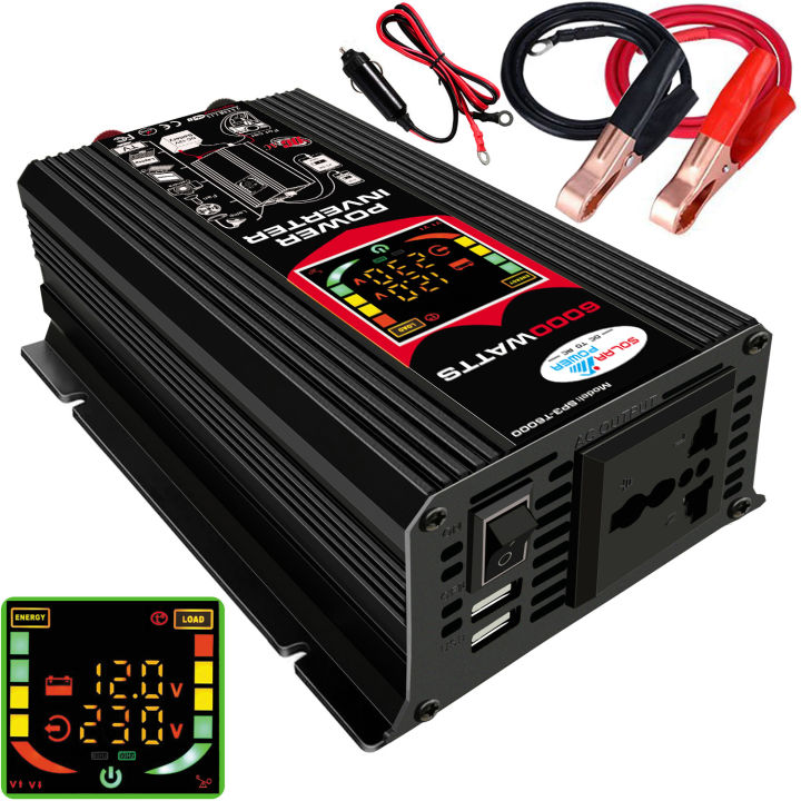 พลังงานสูง6000w-ตัวแปลงไฟฟ้า12v220v-มีหน้าจอแสดงผลในตัวเครื่อง-inverter-ปลั๊ก3ตา-1-พอร์ตusb-2-อินเวอร์เตอร์-เสียบเข้ากับรถยนต์เอาต์พุตกำลัง-12v-แทบทุกรุ่น-เครื่องแปลงไฟรถเป็นไฟบ้าน-ดัดแปลง-sine-wave-6