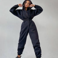 แฟชั่น Elegant Hoodies Jumpsuit ผู้หญิง Casual Overalls Romper ฤดูใบไม้ร่วงฤดูหนาว Hooded Jumpsuits Sportwear Rompers Tracksuits