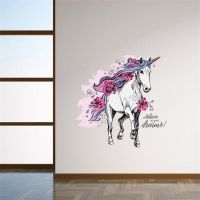 cool unicorn wall stickers bedroom living room stickers TV background wall decoration Home decoration