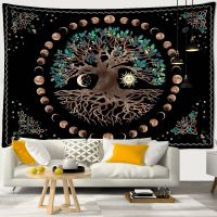 Mysterious Sun And Moon Life Tree Tapestry Wall Hanging Bohemian Abstract Art Psychedelic Aesthetics Room Dormitory Home Decor