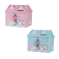 ✱ jiozpdn055186 Piggy Bank com Cadeado Saving Pot Box Decoração Presente de Aniversário Crianças 2pcs