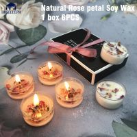 Natural Rose petal Soy Wax Scented Candle Set 6pcs plant essential oil Gift for Wedding Decoration Birthday party Christmas