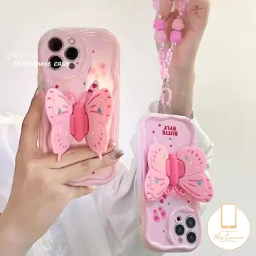 Korean Cute 3D Pink Bowknot Soft Silicone Phone Case For iPhone 15 14 13 12  11 Pro Max X XR Soild Color Shockproof Cover Funda 