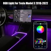 【cw】 Car Interior Lights Bluetooth Strips Footlight 64 Colors Ambient Lamps Tesla 3 Y ！