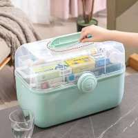 Aid Kit Storage Box Portable 3 Tiers Plastic High Capacity Family Emergency Kit Box Organizer with Handle Folding Medicine Chest