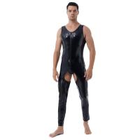 ผู้ชายเซ็กซี่เปิดเป้าหนังบอดี้สูทชายเงาหนังพีวีซีรัดรูป S-7XL Plus Size Mens Sexy Open Crotch Leather Jumpsuit For Sex Sheath Latex Bodycon Crotchless PVC Leather Bodysuit【 Sekexi-255】