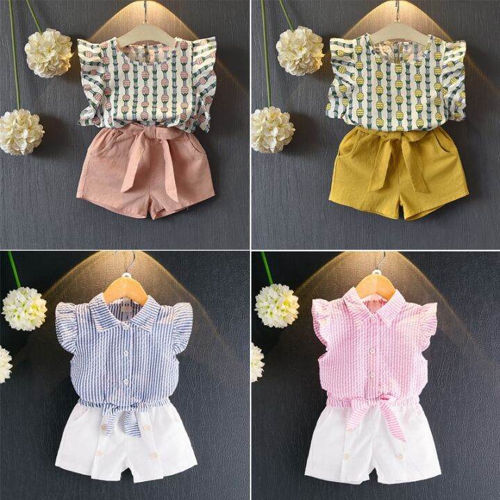 2021 Summer 2pcs Children Set Casual Tops Shorts Girls Suits Fashion Flying Sleeve Children Clothing 2 8 Years Outfits | Lazada.vn 2021 Summer 2Pcs Children Set Casual Tops Shorts Girls Suits Fashion Flying Sleeve Children Clothing 2 8 Years Outfits | Lazada.Vn