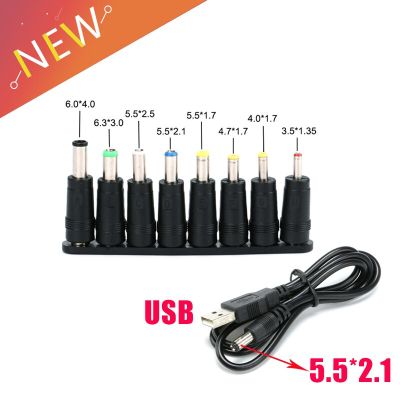 8+1pcs 5.5x2.1mm for Notebook Laptop AC DC Power Charger Supply Adapter Tips Connector Jack to Plug Charging 5V for Tablets PC Cables Converters