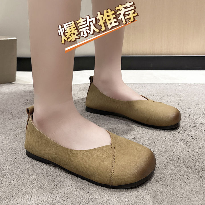 korean-version-round-toe-flat-bottomed-mothers-shoes-for-women-in-autumn-2023-new-soft-sole-soft-surface-shallow-cut-casual-flat-heeled-shoes