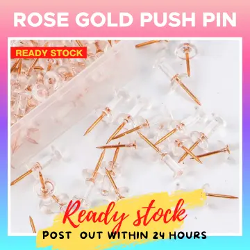 60 Pcs Transparent Rose Gold Push Pins Tacks Office School