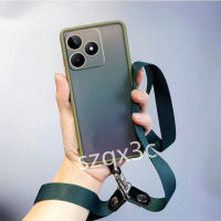 เคสโทรศัพท์ใหม่สำหรับ Realme C53 C55 NFC 11 Pro 10 Pro + 5G 4G 2023เคสสมาร์ทโฟนพร้อมสายคล้องมือ + เคสแบบเนื้อด้านเชือกคอเคสโทรศัพท์ REALMEC53 Realme11PRO กรอบป้องกันเลนส์กล้อง