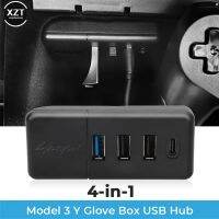 Kotak sarung tangan port USB Hub kotak sarung tangan Model Tesla 3Y stasiun Dok 3 USB Extender adaptor Transfer Data Model y