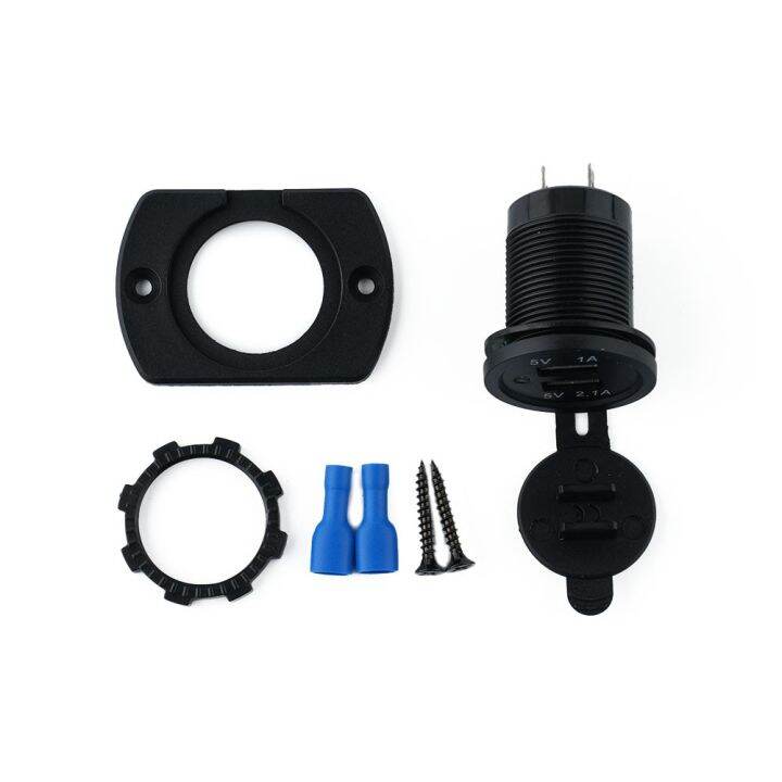 Dual USB 12V Boat Charger Plug Splitter 2 Port USB Socket 5V Black DC