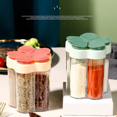 [COD] 5-grid seasoning jar set home kitchen bottle box sealed moisture-proof salt monosodium glutamate