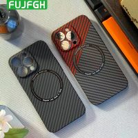 （ใหม่）เนื้อคาร์บอนไฟเบอร์สำหรับ Magsafe Magnetic Wireless Charging Case สำหรับ iPhone 14 13 12 Pro Max Ultra Thin Hard PC กันกระแทก