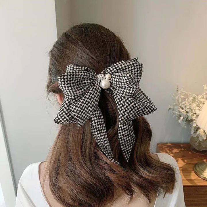 hair clips korean style hair accessories for girls clip hair for girls kids  Elegant Girls Women Pearl Korean Plaid Spring Clip Hair Accessories Bow  Hair Clip Houndstooth | Lazada PH
