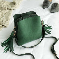 New Fashion Scrub Women Bucket Bag Vintage Tassel Messenger Bag High Quality Retro Shoulder Bag Simple Crossbody Bag Tote698