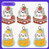 YUOINAQ 2รูปแบบ เครื่องรางเคลือบน่ารัก 1930มม. 2030มม. Kawaii Cat MINI dangle Charms ติดทนนาน โลหะผสมอัลลอยด์ เครื่องประดับอัลลอยรูปการ์ตูนสัตว์ สำหรับงานฝีมือเครื่องประดับ