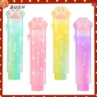 BUSH 4 Pcs เครื่องกลเครื่องกลเครื่องกล ยางลบหดได้ อุ้งเท้าแมวอุ้งเท้า สีพาสเทลสีพาสเทล ยางลบและลบ ยางลบดินสอมาตรฐาน สีรุ้งรุ้ง ดันลบ เครื่องใช้ในสำนักงาน