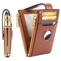 2023 New Leather Ladies ID Credit Card Holder Zipper Coin Purses AirTag Tracker Large Capacity RFID Anti-theft Brush Dollar Clip Card Holders
