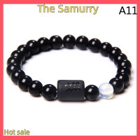 Samurry ✨Hot Sale✨ Car 12กลุ่มดาวลูกปัดคู่สร้อยข้อมือหินสีดำธรรมชาติสีดำนิลกำไลข้อมือเสน่ห์ยืดหยุ่นสำหรับผู้หญิงผู้ชาย