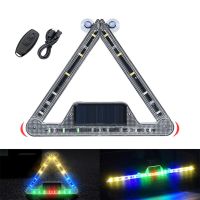 ไฟคำเตือนแฟลชพลังงานแสงอาทิตย์ RGB ไฟ LED แบบพับเก็บได้สำหรับรถยนต์ไฟกระพริบไฟสโตรโบสโคปฉุกเฉินโคมไฟป้ายจอดรถ