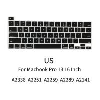 (อุปกรณ์เสริมแป้นพิมพ์ใหม่) ฝาครอบแป้นพิมพ์แล็ปท็อปสำหรับ Macbook Pro 13นิ้ว A2251 A2338 A2289 A2259 A2141สหภาพยุโรปเราซิลิโคนปิดคีย์บอร์ดภาษาอังกฤษ