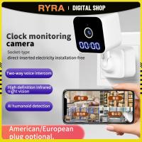 ZZOOI RYRA Smart Life WiFi IP Camera Wall-Mount Black White Digital Clock Cam Indoor Wireless Surveillance Home Security Baby Monitor