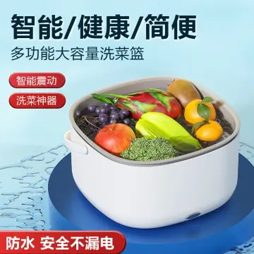 COMUSTER Fruit and Vegetable Washing Machine, Ultrasonic Fruit Washing  Unit, Dual Drain Electric Wash Basket Ingredient Purifier for Kitchen Food