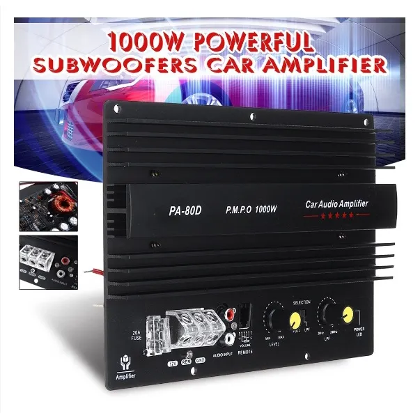 12V 1000W Car Audio Amplifier Subwoofers PA80D Car Audio Amplifier