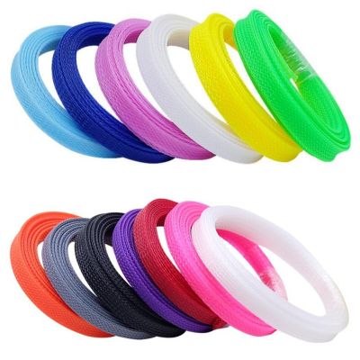 Flat PET Cable Sleeves Braided Expandable Nylon Snakeskin Wire Sleeving Grey Pink Purple Orange 3MM 4MM 6MM 8MM 10MM 12MM 16MM Electrical Circuitry Pa