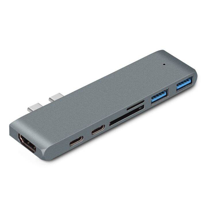 usb-คู่-c-ศูนย์กลางสำหรับ-macbook-pro-air-xiaomi-dell-hp-windows-แล็ปท็อป4k-hdmi-dual-usb-c-3-0การ์ดรีดเดอร์-sd-อะแดปเตอร์-type-c-usb3-0