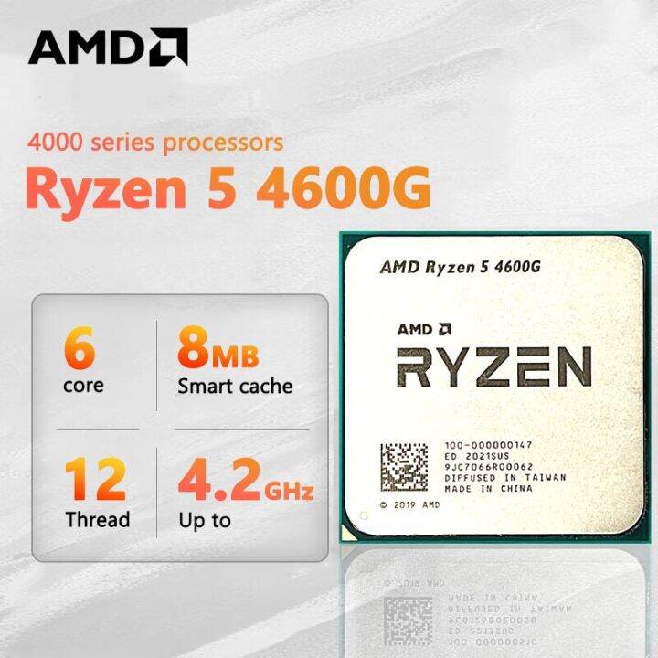 Amd Ryzen 5 4600g Ryzen 5 4000g ชุด Renoir Zen 2 6 Core 37 Ghz ซ็อกเก็ต Am4 65w Amd Radeon 0124