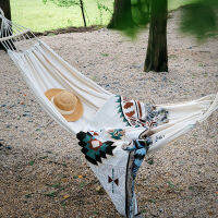 เปลญวนสวิงกลางแจ้งเสริม Anti Rollover Hammock ในร่มแขวนเก้าอี้สำหรับหอพักบ้านฤดูร้อน Camping Beige