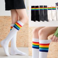 【CC】♠  Womens Cotton Socks Thin Stockings Woman Thigh Color Knee