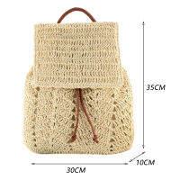 Hot Women Straw Backpack Handmade Casual Beach Holiday Shoulders Bucket Bag