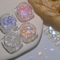 30/40PCS Aurora Heart shaped Nail Art Decoration Color Love Diamond Rhinestone Fine Sparkling Pearlescent 3D Resin Nails Art