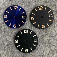 28.5มม. หน้าปัดนาฬิกาดิจิตอล Sunburst/ฝ้า S สีเขียวเรืองแสงชิ้นส่วนวาล์วนาฬิกาสำหรับผู้ชายสำหรับการเคลื่อนไหวของ NH35/NH36/4R/7S