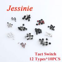 120PCS Tact Switch Push Button Micro Switch Direct Plug in Self reset DIP SMD Micro Switch 12 Types*10PCS